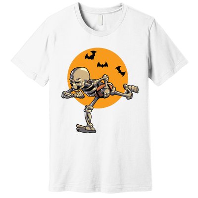 American Football Skeleton Halloween Boy Football Fan Premium T-Shirt