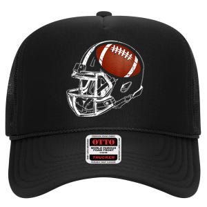 American Football Silhouette Football Player Football High Crown Mesh Back Trucker Hat