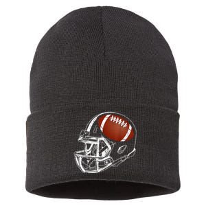 American Football Silhouette Football Player Football Sustainable Knit Beanie