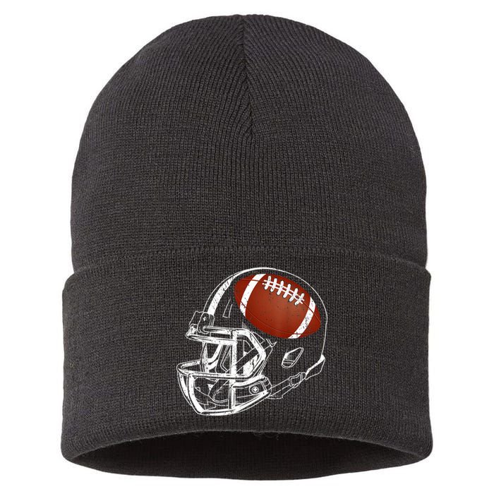 American Football Silhouette Football Player Football Sustainable Knit Beanie