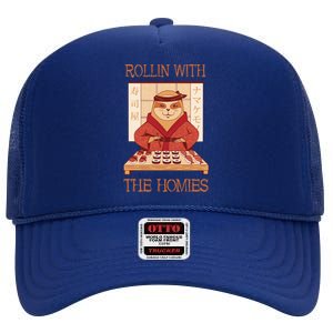 Asian Food Sushi Sloth Japanese Restaurant Sushi Lover Gift High Crown Mesh Back Trucker Hat