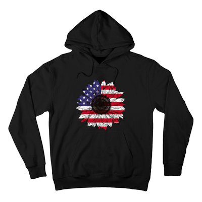 American Flag Sunflower Graphic 4th of July Plus Size Hoodie