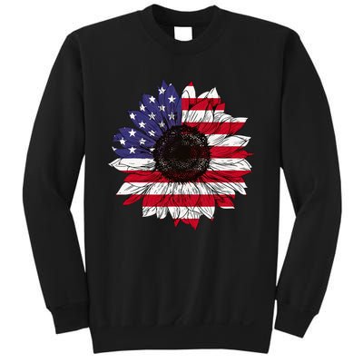 American Flag Sunflower Graphic 4th of July Plus Size Sweatshirt