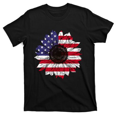 American Flag Sunflower Graphic 4th of July Plus Size T-Shirt