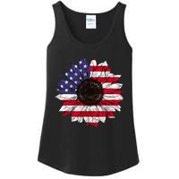 American Flag Sunflower Graphic 4th of July Plus Size Ladies Essential Tank