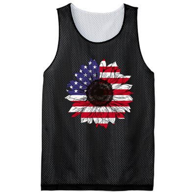 American Flag Sunflower Graphic 4th of July Plus Size Mesh Reversible Basketball Jersey Tank