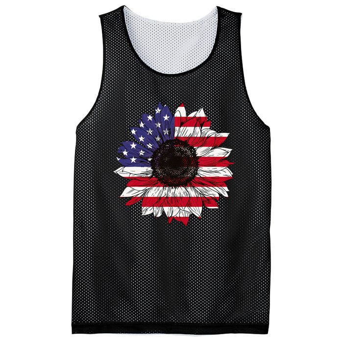 American Flag Sunflower Graphic 4th of July Plus Size Mesh Reversible Basketball Jersey Tank