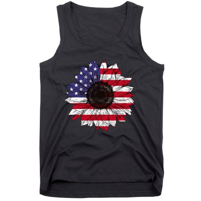 American Flag Sunflower Graphic 4th of July Plus Size Tank Top