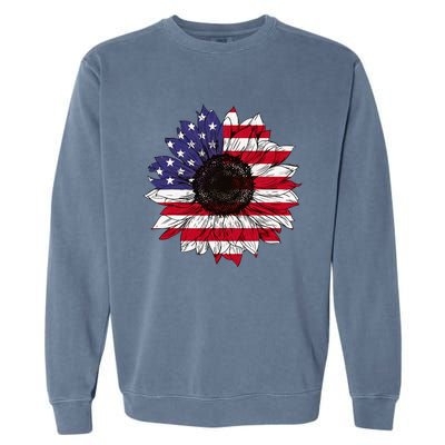 American Flag Sunflower Graphic 4th of July Plus Size Garment-Dyed Sweatshirt