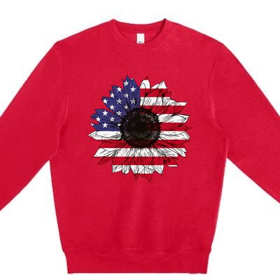 American Flag Sunflower Graphic 4th of July Plus Size Premium Crewneck Sweatshirt