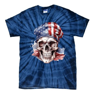 America Flag Skull USA Patriotic 4th July Skeleton Tie-Dye T-Shirt