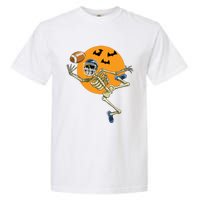 American Football Skeleton Halloween Boy Football Fan Garment-Dyed Heavyweight T-Shirt