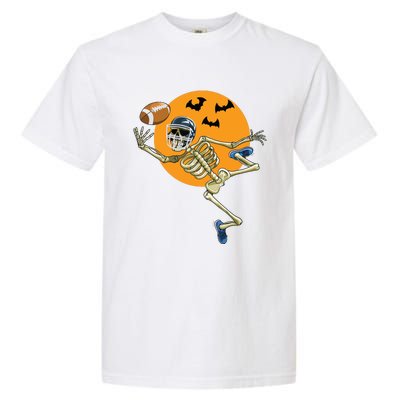 American Football Skeleton Halloween Boy Football Fan Garment-Dyed Heavyweight T-Shirt