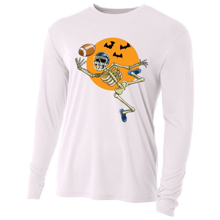 American Football Skeleton Halloween Boy Football Fan Cooling Performance Long Sleeve Crew