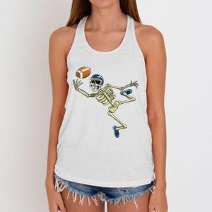 American Football Skeleton Halloween Boy Football Fan Women's Knotted Racerback Tank