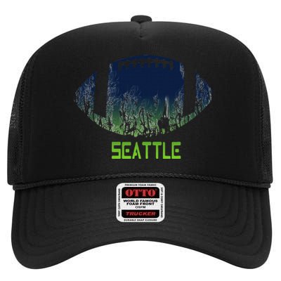 American Football Seattle Fan Football Season High Crown Mesh Back Trucker Hat