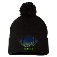 American Football Seattle Fan Football Season Pom Pom 12in Knit Beanie