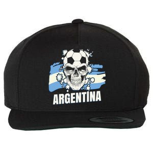 Argentina Flag Skull Soccer Player Argentine Cool Gift Wool Snapback Cap