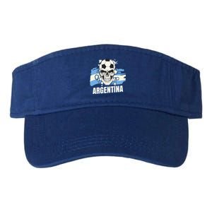 Argentina Flag Skull Soccer Player Argentine Cool Gift Valucap Bio-Washed Visor