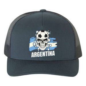 Argentina Flag Skull Soccer Player Argentine Cool Gift Yupoong Adult 5-Panel Trucker Hat