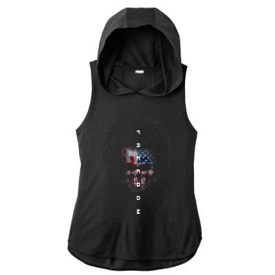 American Flag Skull Cycling Bicycle MTB Mountain Bike Ladies PosiCharge Tri-Blend Wicking Draft Hoodie Tank