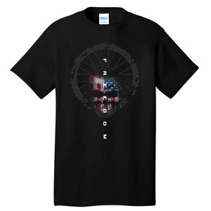 American Flag Skull Cycling Bicycle MTB Mountain Bike Tall T-Shirt