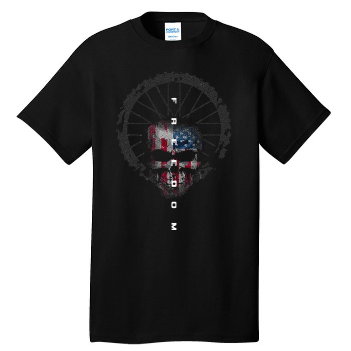 American Flag Skull Cycling Bicycle MTB Mountain Bike Tall T-Shirt