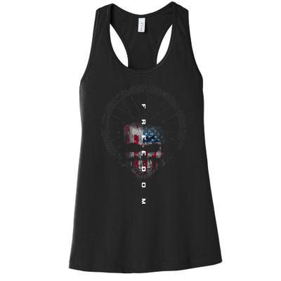 American Flag Skull Cycling Bicycle MTB Mountain Bike Women's Racerback Tank