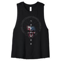 American Flag Skull Cycling Bicycle MTB Mountain Bike Women's Racerback Cropped Tank