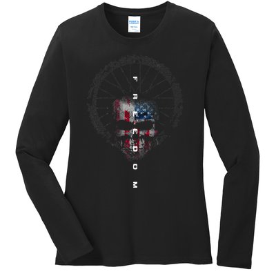 American Flag Skull Cycling Bicycle MTB Mountain Bike Ladies Long Sleeve Shirt