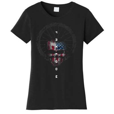 American Flag Skull Cycling Bicycle MTB Mountain Bike Women's T-Shirt