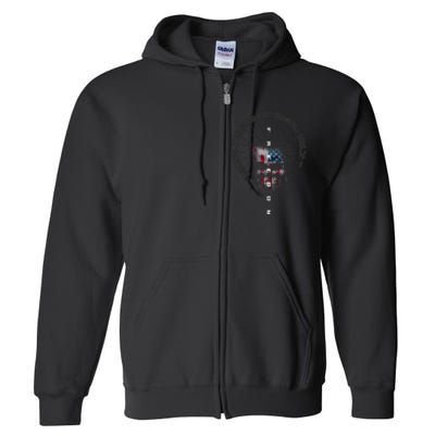 American Flag Skull Cycling Bicycle MTB Mountain Bike Full Zip Hoodie