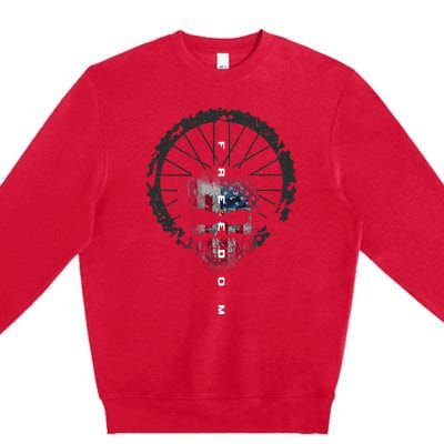 American Flag Skull Cycling Bicycle MTB Mountain Bike Premium Crewneck Sweatshirt