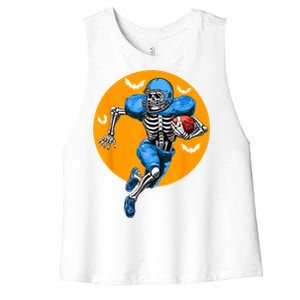 American Football Skeleton Halloween Football Fan Women's Racerback Cropped Tank