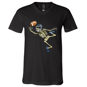 American Football Skeleton Halloween Men Football Fan V-Neck T-Shirt