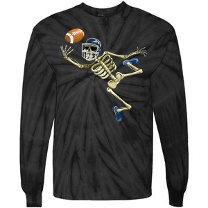 American Football Skeleton Halloween Men Football Fan Tie-Dye Long Sleeve Shirt