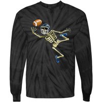 American Football Skeleton Halloween Men Football Fan Tie-Dye Long Sleeve Shirt