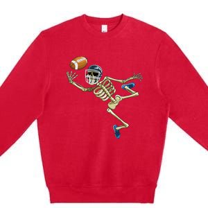 American Football Skeleton Halloween Men Football Fan Premium Crewneck Sweatshirt