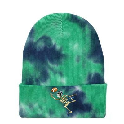 American Football Skeleton Halloween Men Football Fan Tie Dye 12in Knit Beanie