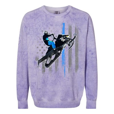 American Flag Snowmobile Gift Snowmobile Riding Gift Meaningful Gift Colorblast Crewneck Sweatshirt