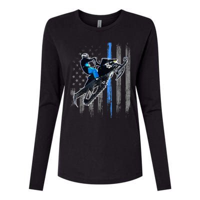 American Flag Snowmobile Gift Snowmobile Riding Gift Meaningful Gift Womens Cotton Relaxed Long Sleeve T-Shirt