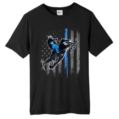 American Flag Snowmobile Gift Snowmobile Riding Gift Meaningful Gift Tall Fusion ChromaSoft Performance T-Shirt