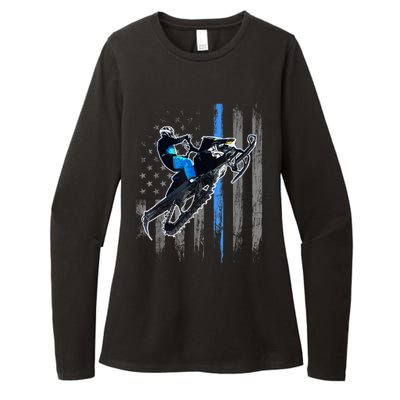 American Flag Snowmobile Gift Snowmobile Riding Gift Meaningful Gift Womens CVC Long Sleeve Shirt