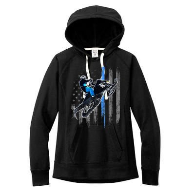 American Flag Snowmobile Gift Snowmobile Riding Gift Meaningful Gift Women's Fleece Hoodie