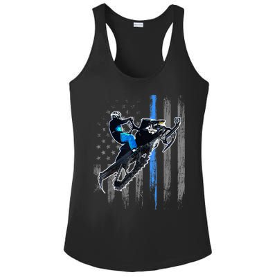 American Flag Snowmobile Gift Snowmobile Riding Gift Meaningful Gift Ladies PosiCharge Competitor Racerback Tank