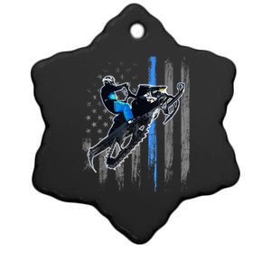 American Flag Snowmobile Gift Snowmobile Riding Gift Meaningful Gift Ceramic Star Ornament