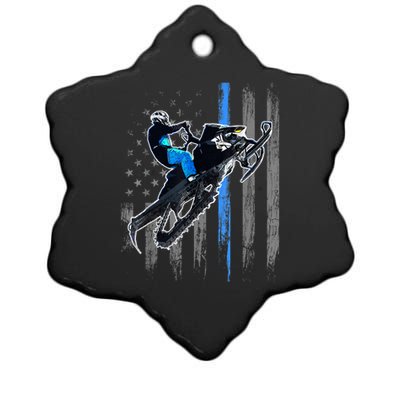 American Flag Snowmobile Gift Snowmobile Riding Gift Meaningful Gift Ceramic Star Ornament