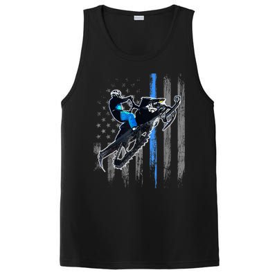 American Flag Snowmobile Gift Snowmobile Riding Gift Meaningful Gift PosiCharge Competitor Tank