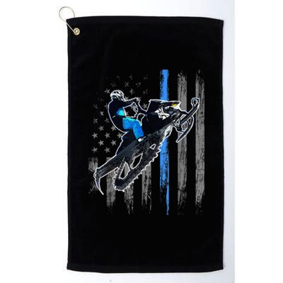 American Flag Snowmobile Gift Snowmobile Riding Gift Meaningful Gift Platinum Collection Golf Towel