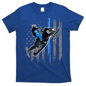 American Flag Snowmobile Gift Snowmobile Riding Gift Meaningful Gift T-Shirt